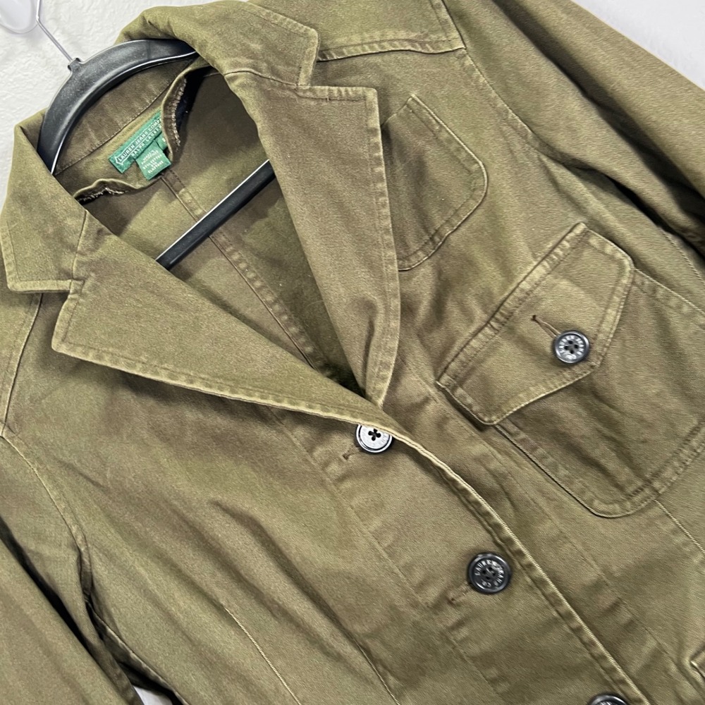 Lauren Jeans Co.‎ Olive Green Utility Jacket Button Front Pockets Size S